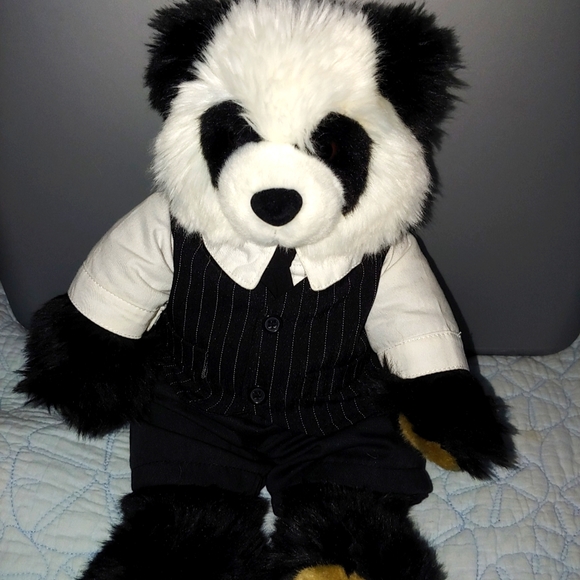 Retired Build a Bear Panda W/ Business Clothes Brown Feet And Hands - Picture 1 of 3